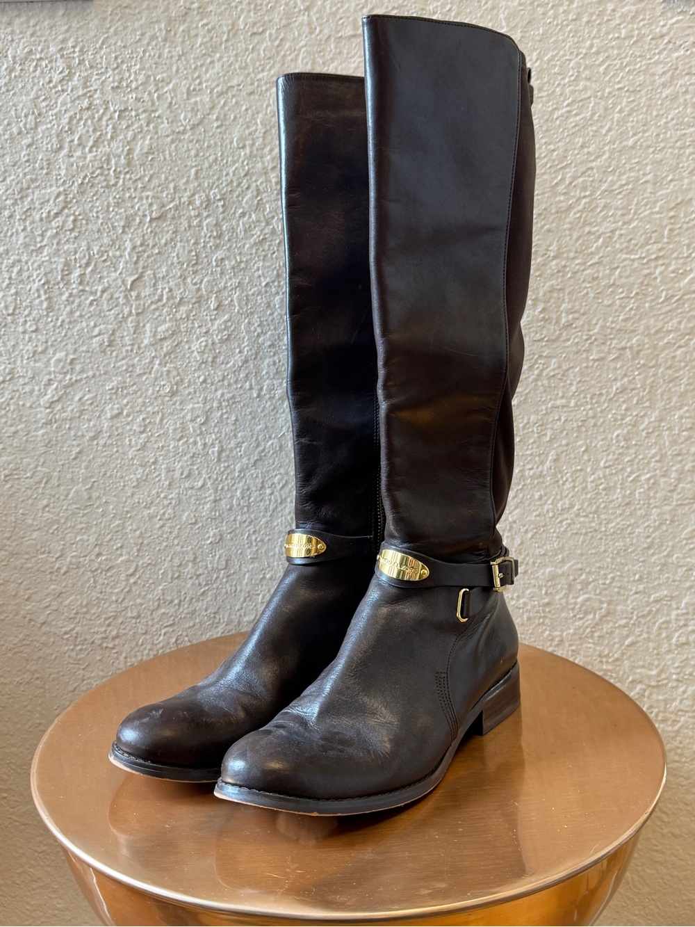 Michael Kors Two-Tone Brown and Cream Leather Boots
